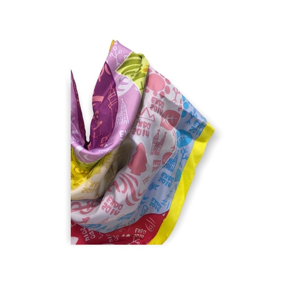 Expo 2014 Colourful Square Silk Scarf - Picture 8 of 17